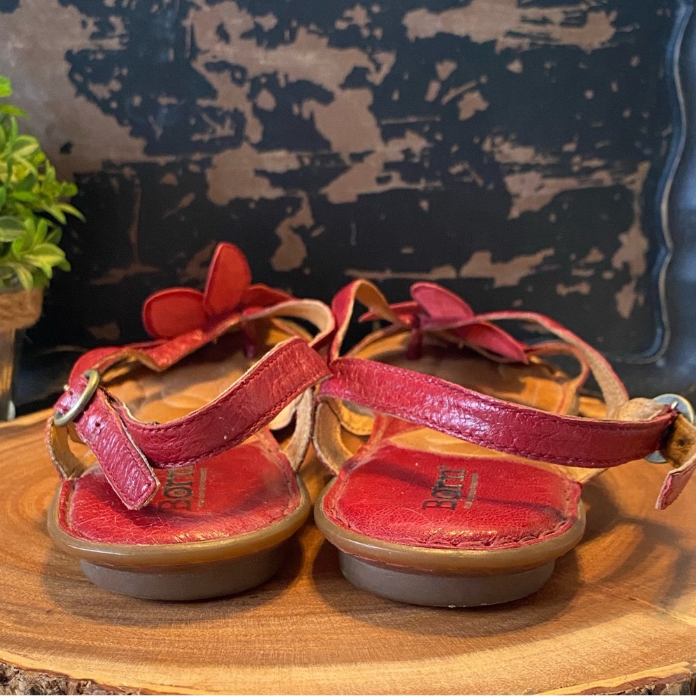 🥀Born Red Leather Floral Sandals - Picture 6 of 11